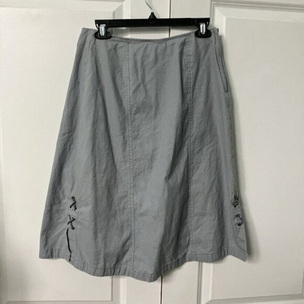 Vintage Excalibur Skirt Womens S Linen Blend Lace Up Victorian Ren Faire Blue